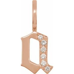 14K Rose Gold .05 CTW Natural Diamond Gothic Initial A Charm/Pendant