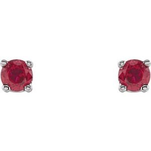 14K White Gold 2.5 mm Natural Ruby Earrings
