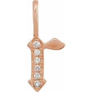 14K Rose Gold .06 CTW Natural Diamond Gothic Initial R Charm/Pendant