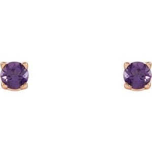 14K Rose Gold 2.5 mm Natural Amethyst Earrings