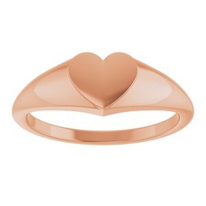 14K Rose Gold Heart Signet Ring