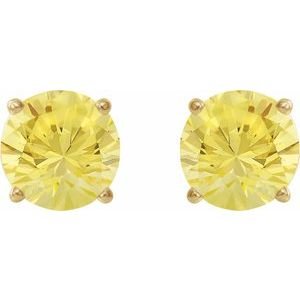 14K Yellow Gold 7 mm Lab-Grown Yellow Sapphire Earrings