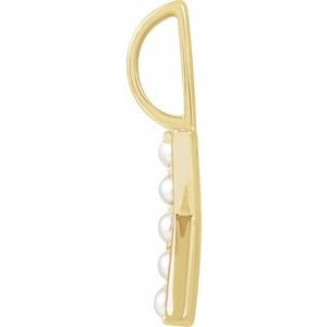 14K Yellow Cultured White Freshwater Pearl Initial K Charm/Pendant