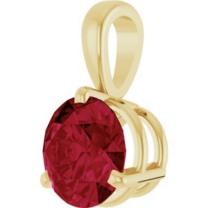 14K Yellow Gold Lab-Grown Ruby Pendant