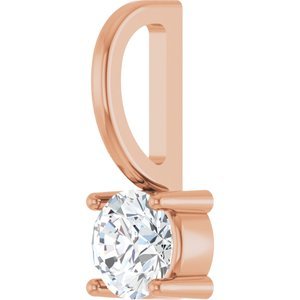 14K Rose Gold Imitation Diamond Solitaire Charm/Pendant