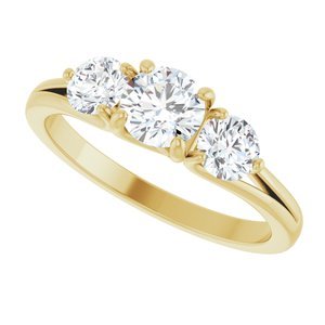 14K Yellow Gold 1 CTW Natural Diamond Three-Stone Engagement Ring