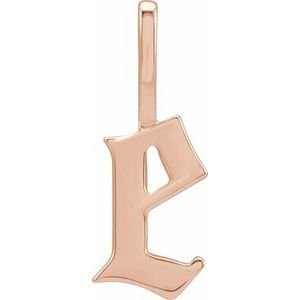 14K Rose Gold Gothic Initial E Charm/Pendant