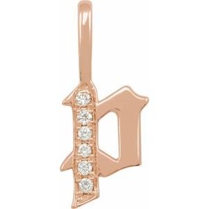 14K Rose Gold .05 CTW Natural Diamond Gothic Initial P Charm/Pendant