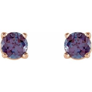 14K Rose Gold 4 mm Lab-Grown Alexandrite Earrings