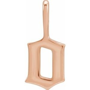 14K Rose Gold Gothic Initial O Charm/Pendant