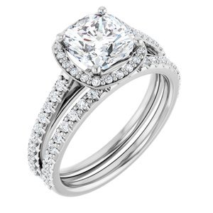 Platinum 7x7 mm Cushion 1/4 CTW Lab-Grown Diamond Semi-Set Engagement Ring