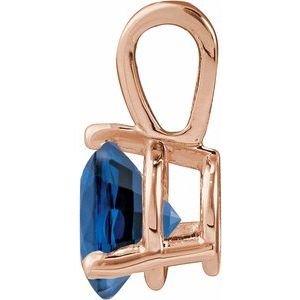 14K Rose Gold Lab-Grown Blue Sapphire Pendant