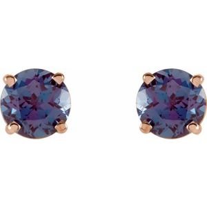 14K Rose Gold 5 mm Lab-Grown Alexandrite Earrings