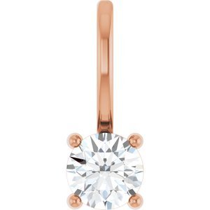 14K Rose Gold Imitation Diamond Solitaire Charm/Pendant