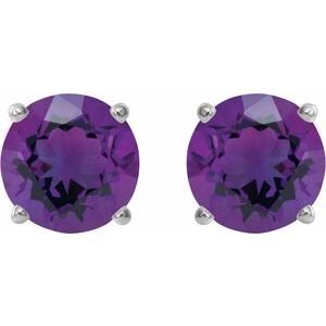 14K White Gold 6 mm Natural Amethyst Earrings