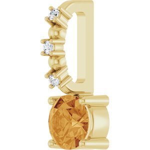 14K Yellow Gold Imitation Citrine & .01 CTW Natural Diamond Charm/Pendant