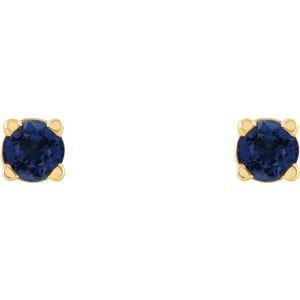 14K Yellow Gold 2.5 mm Natural Blue Sapphire Earrings