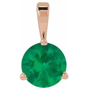 14K Rose Gold Lab-Grown Emerald Pendant