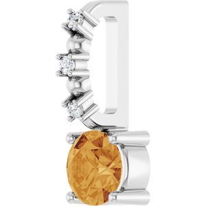Platinum Imitation Citrine & .01 CTW Natural Diamond Charm/Pendant