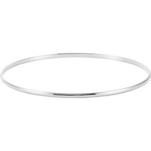 14K White Gold Engravable 2 mm Half Round Bangle 7 1/2" Bracelet