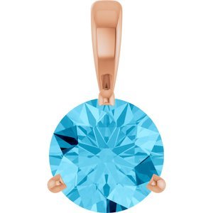 14K Rose Gold Lab-Grown Aqua Sapphire Pendant