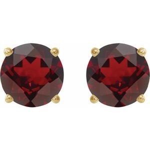 14K Yellow Gold 6 mm Natural Mozambique Garnet Earrings