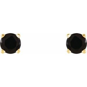 14K Yellow Gold 4 mm Natural Black Onyx Earrings