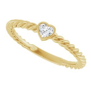 14K Yellow Gold 1/6 CT Natural Diamond Bezel-Set Rope Ring