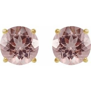 14K Yellow Gold 6 mm Natural Pink Morganite Earrings