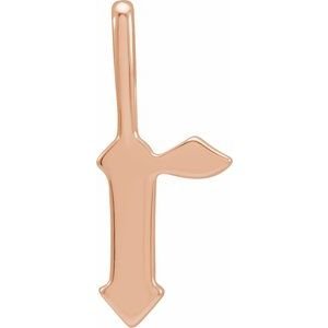 14K Rose Gold Gothic Initial R Charm/Pendant