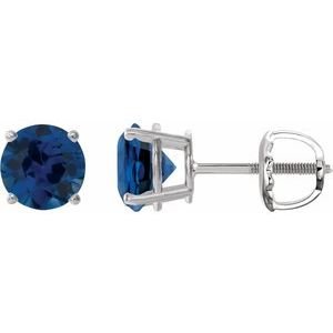 Sterling Silver 8 mm Lab-Grown Blue Sapphire Earrings