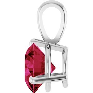 14K White Gold Lab-Grown Ruby Pendant