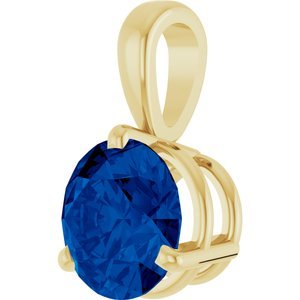 14K Yellow Gold Lab-Grown Blue Sapphire Pendant