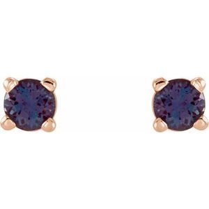 14K Rose Gold 2.5 mm Lab-Grown Alexandrite Earrings