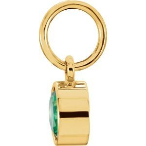 14K Yellow Gold Posh Mommy® Imitation Emerald Charm/Pendant