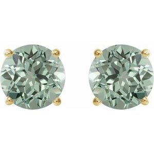 14K Yellow Gold 8 mm Lab-Grown Green Sapphire Earrings