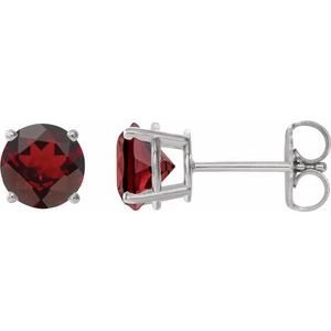 Sterling Silver 8 mm Natural Mozambique Garnet Earrings