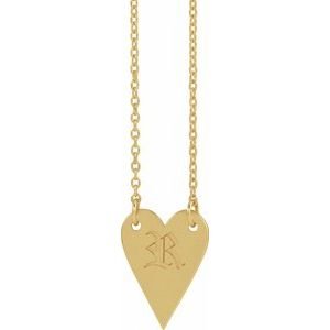 14K Yellow Gold Engravable Heart 18" Necklace