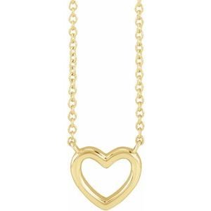 14K Yellow Gold Heart 18" Necklace