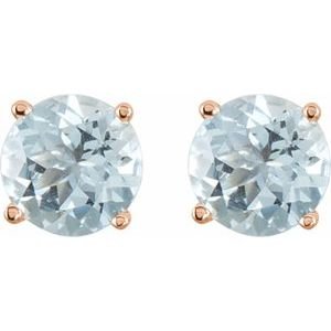 14K Rose Gold 5 mm Natural Aquamarine Earrings