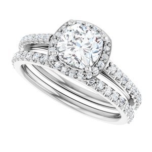 Platinum 6x6 mm Cushion 1/4 CTW Lab-Grown Diamond Semi-Set Engagement Ring