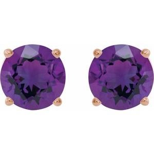 14K Rose Gold 6 mm Natural Amethyst Earrings