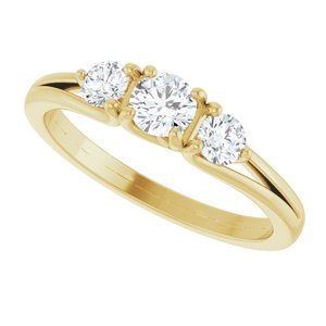 14K Yellow Gold 1/2 CTW Natural Diamond Three-Stone Engagement Ring