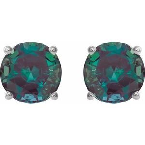 Sterling Silver 8 mm Lab-Grown Alexandrite Earrings