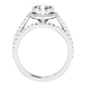 14K White Gold 8x8 mm Cushion 1/4 CTW Lab-Grown Diamond Semi-Set Engagement Ring
