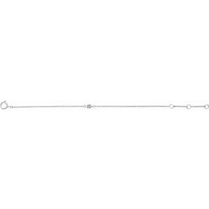 14K White Gold Imitation White Sapphire Youth Birthstone 4 1/2-5 1/2" Bracelet