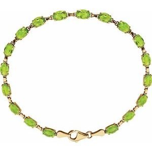 14K Yellow Gold Natural Peridot 7.25" Bracelet