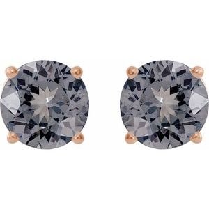 14K Rose Gold 6 mm Natural Gray Spinel Earrings