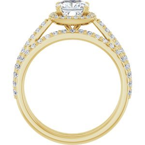 14K Yellow Gold 6x6 mm Cushion 1/4 CTW Lab-Grown Diamond Semi-Set Engagement Ring