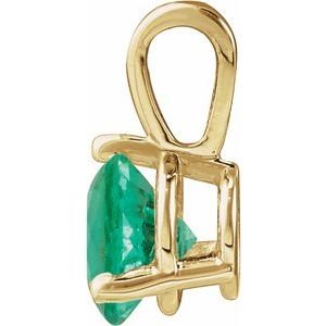 14K Yellow Gold Lab-Grown Emerald Pendant